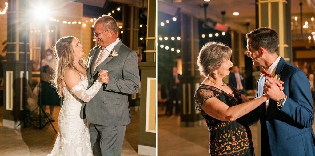 Mother son and father daughter dances at California autumn coastal wedding at Cass House Cayucos Wedding by Pismo Beach Wedding Photographer Austyn Elizabeth Photography