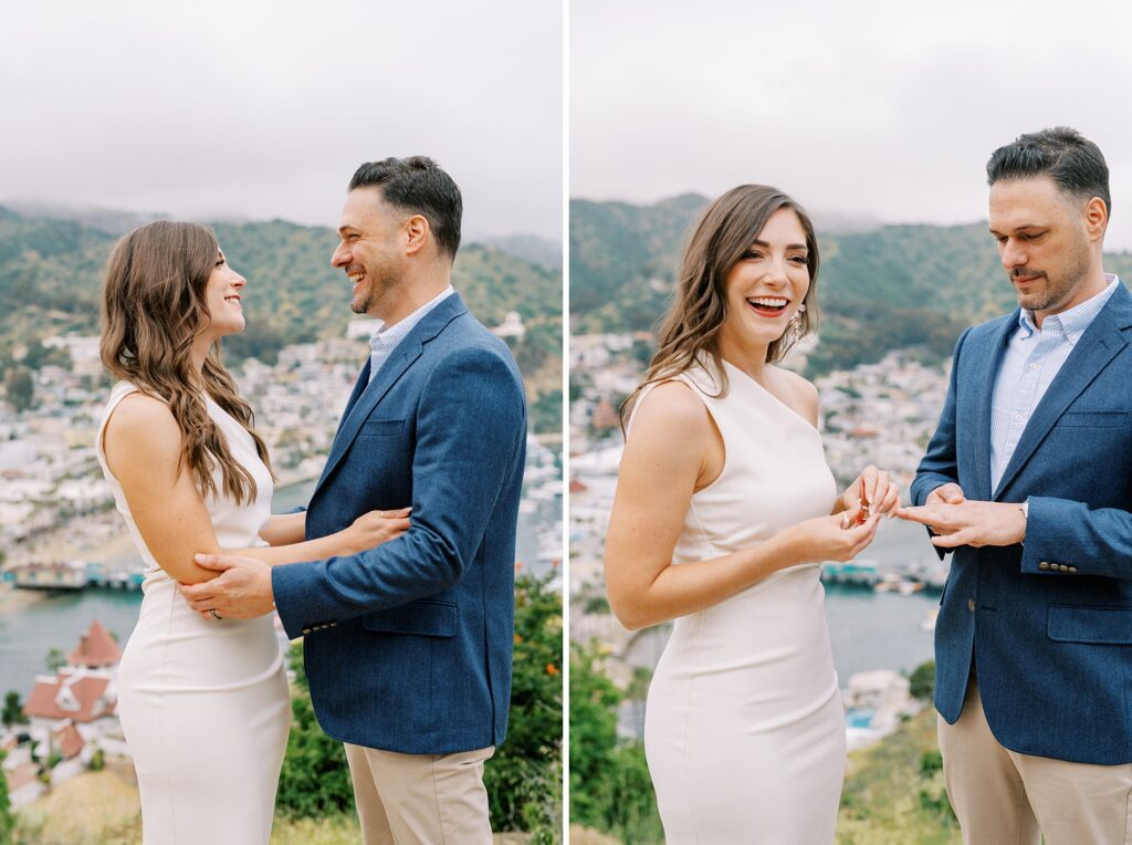 Couple during their intimate and simple elopement where photographer's husband ordained at Catalina island Elopement during a foggy spring day by Catalina Wedding Photographer Austyn Elizabeth Photography