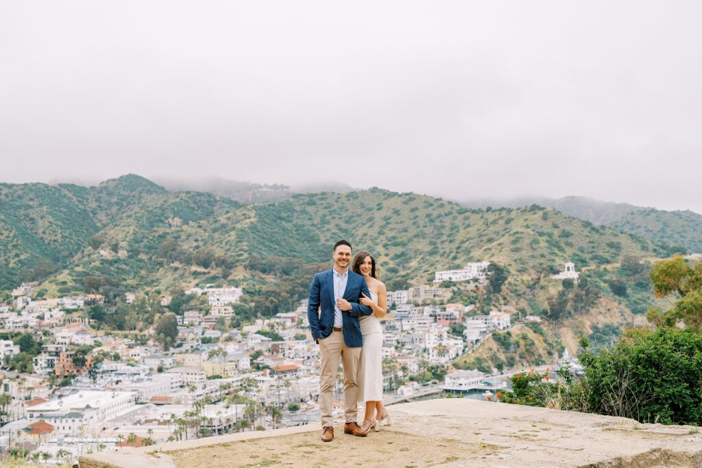 Couple wed above Avalon at their Catalina island Elopement during a foggy spring day by Catalina Wedding Photographer Austyn Elizabeth Photography