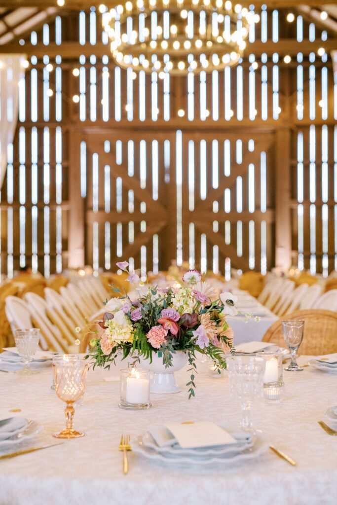 Table scape designed by Brooke Nichole Events at The White Barn by San Luis Obispo Wedding Photographer Austyn Elizabeth Photography