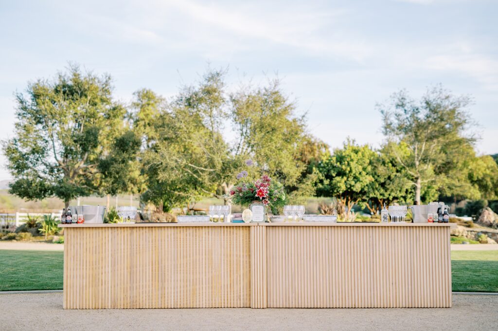 Avenue 12 cocktail bar at Cal Poly's EIM event designed by Brooke Nichole Events at The White Barn by San Luis Obispo Wedding Photographer Austyn Elizabeth Photography