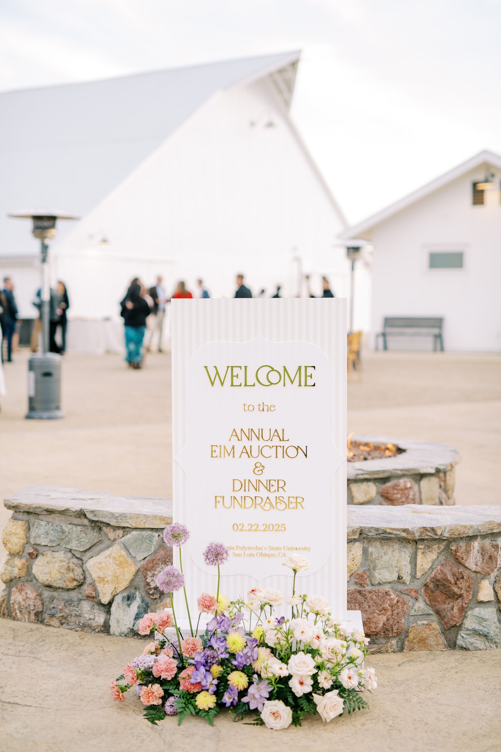 Welcome Sign at Cal Poly's EIM event designed by Brooke Nichole Events at The White Barn by San Luis Obispo Wedding Photographer Austyn Elizabeth Photography