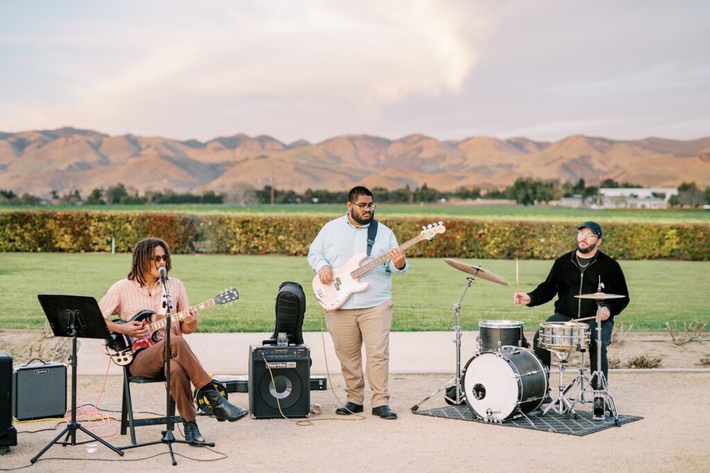 Band playing at Cal Poly's EIM event at The White Barn by San Luis Obispo Wedding Photographer Austyn Elizabeth Photography
