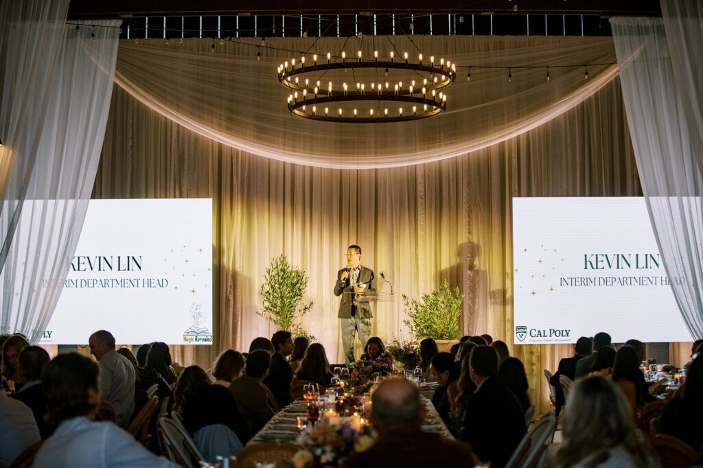 Kevin Lin speaking at Cal Poly's EIM event at The White Barn by San Luis Obispo Wedding Photographer Austyn Elizabeth Photography
