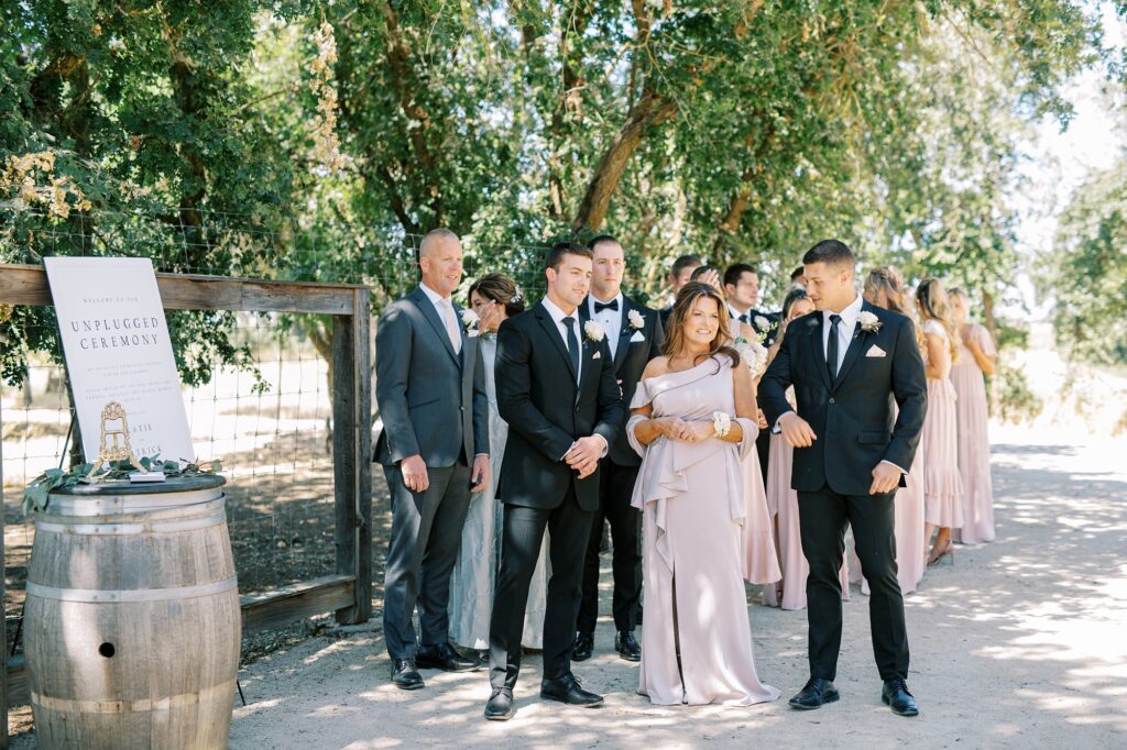Moments before the wedding ceremony at Lamoure Vineyard wedding by Pismo Beach wedding photographer Austyn Elizabeth Photography