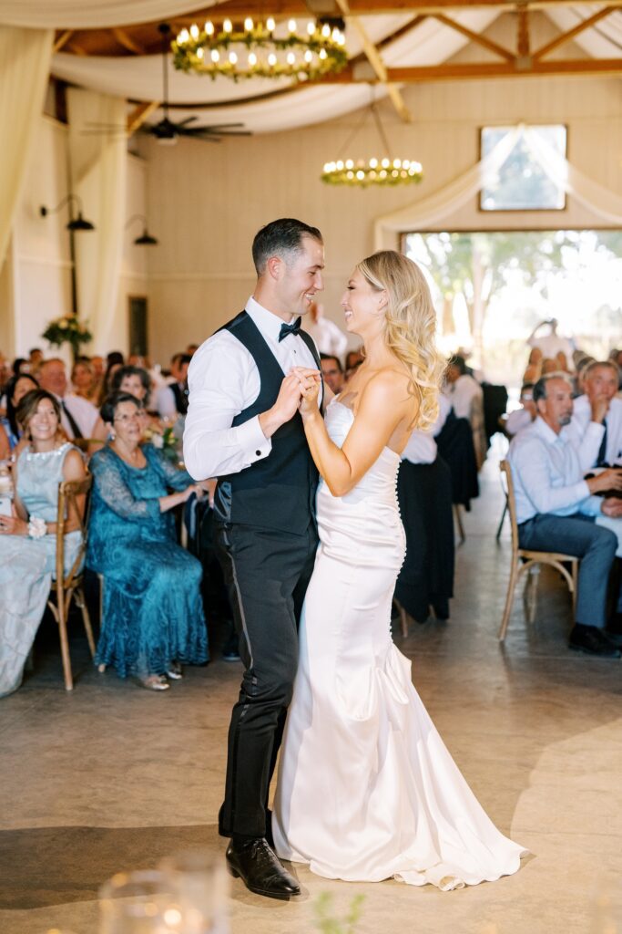 Bride and groom dance at Lamoure Vineyard wedding by San Luis Obispo wedding photographer Austyn Elizabeth Photography