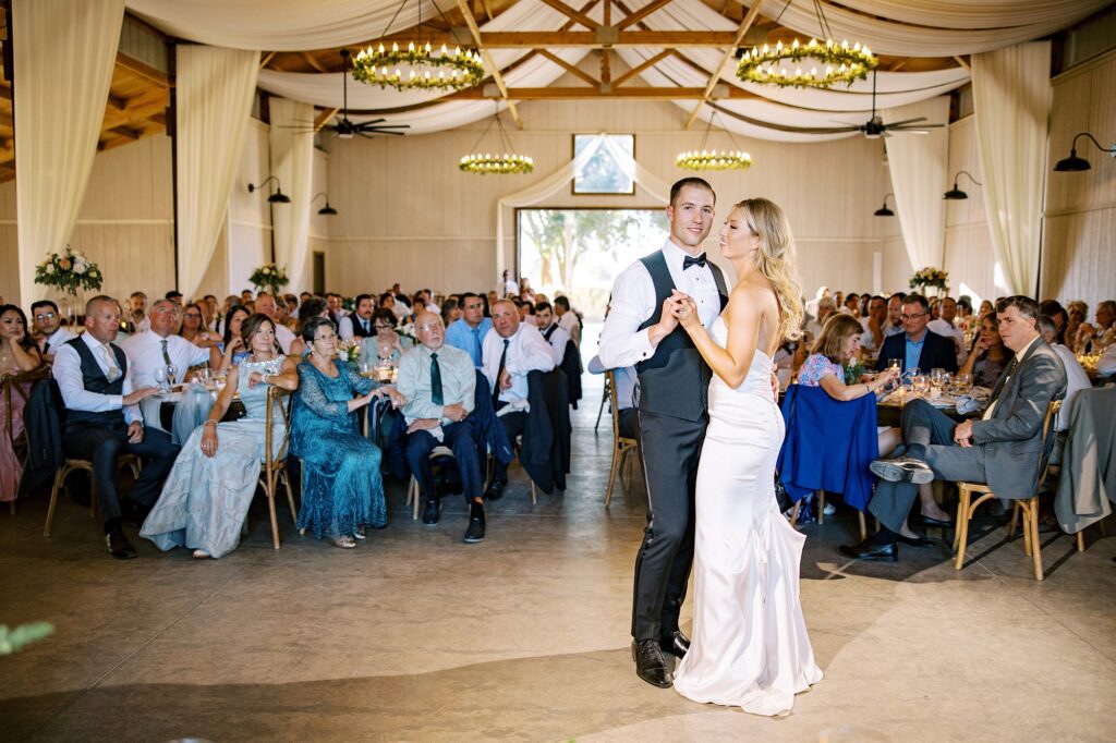 First dance at Lamoure Vineyard wedding by San Luis Obispo wedding photographer Austyn Elizabeth Photography
