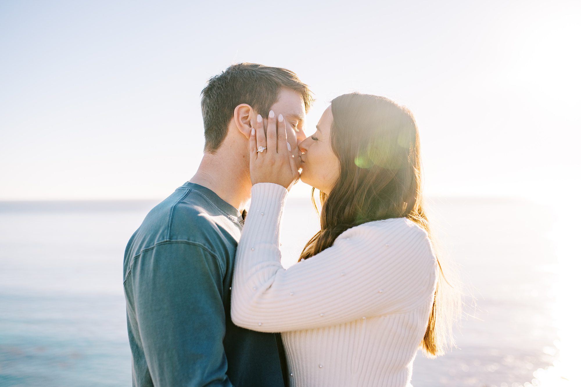 Couple kiss and embrace at Central Coast Engagement session by Pismo Beach Engagement Photographer Austyn Elizabeth Photography