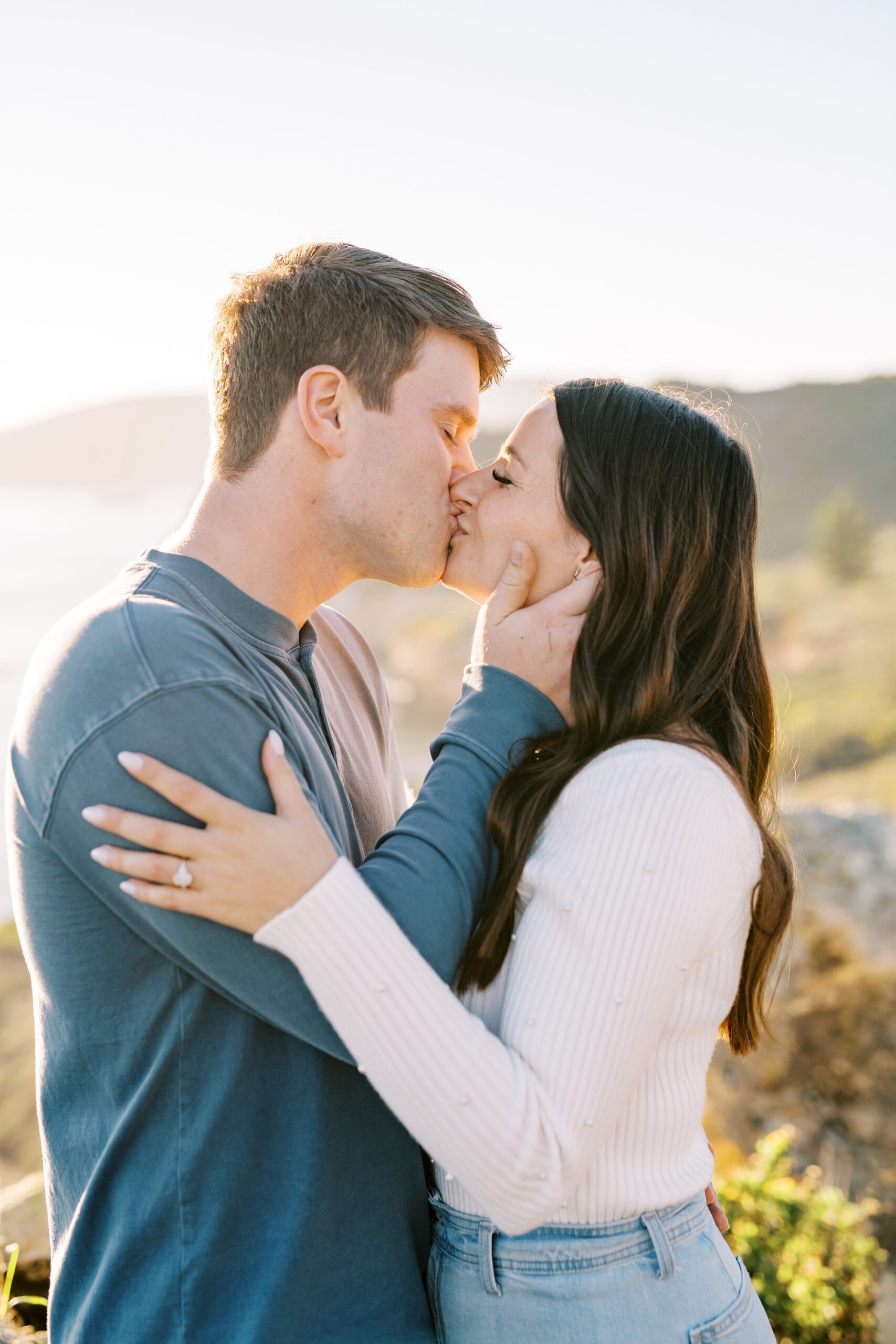 Couple kisses during golden hour at Pismo Beach Engagement session by Pismo Beach Wedding Photographer Austyn Elizabeth Photography