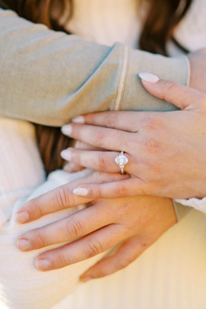 Ring being showed off at Pismo Beach Engagement session by Pismo Beach Wedding Photographer Austyn Elizabeth Photography