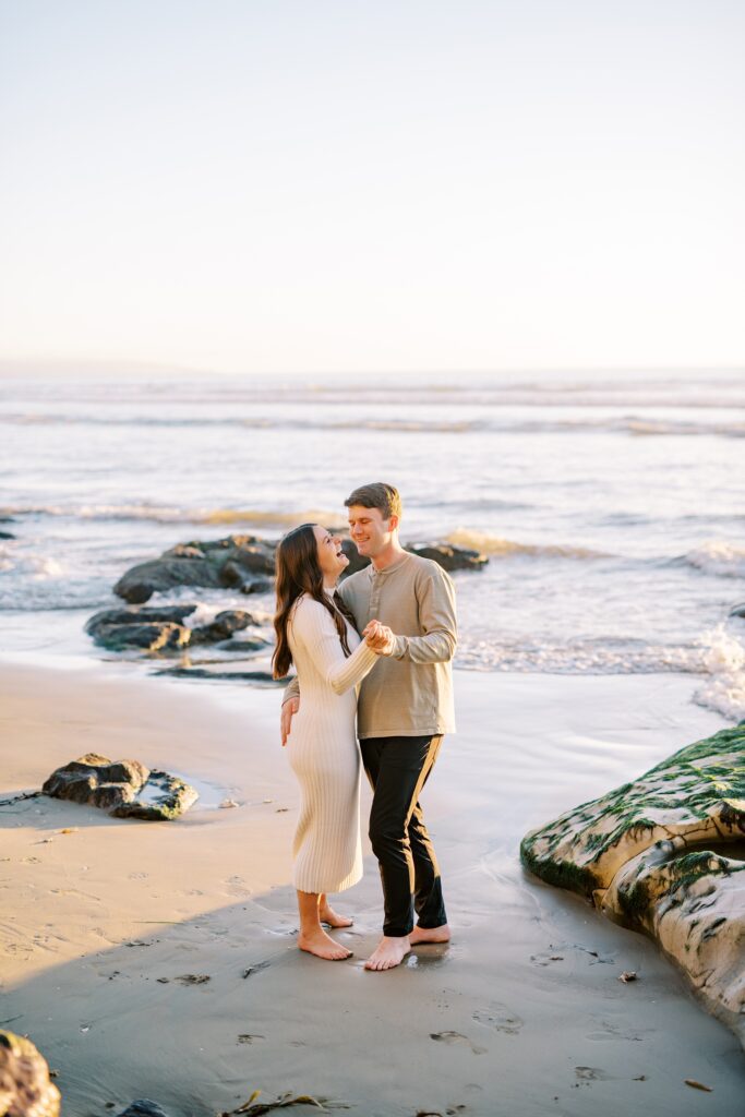 Couple dances at Pismo Beach Engagement session by Pismo Beach Engagement Photographer Austyn Elizabeth Photography