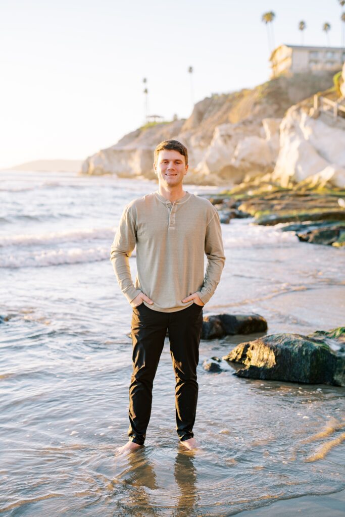 Guy stands at Pismo Beach Engagement session by Pismo Beach Wedding Photographer Austyn Elizabeth Photography