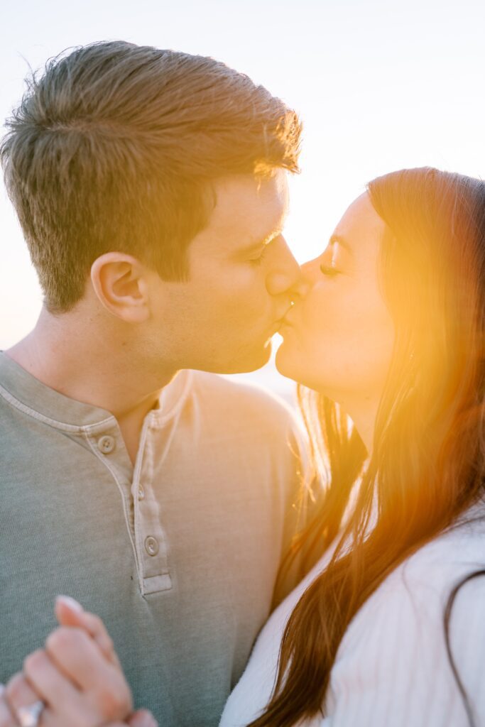 Couple kiss at Pismo Beach Engagement session by Pismo Beach Wedding Photographer Austyn Elizabeth Photography