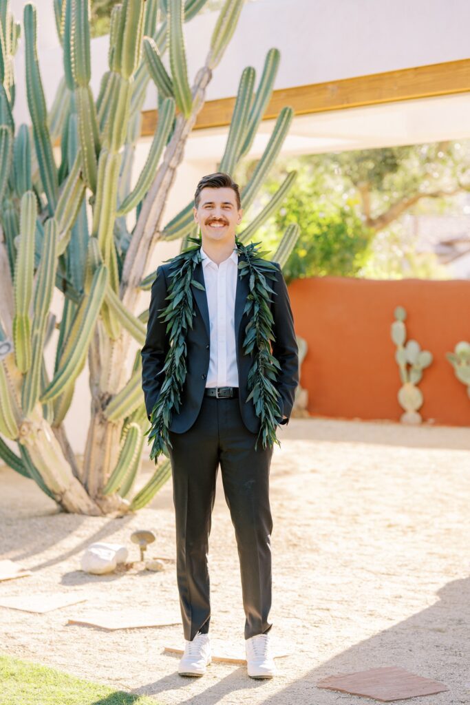 Groom at Villa Leche wedding by Palm Springs Wedding Photographer Austyn Elizabeth Photography