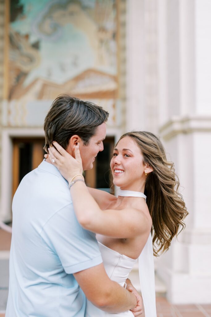 Couple dance at Catalina Casino during engagement session by Catalina Island Wedding Photographer Austyn Elizabeth 