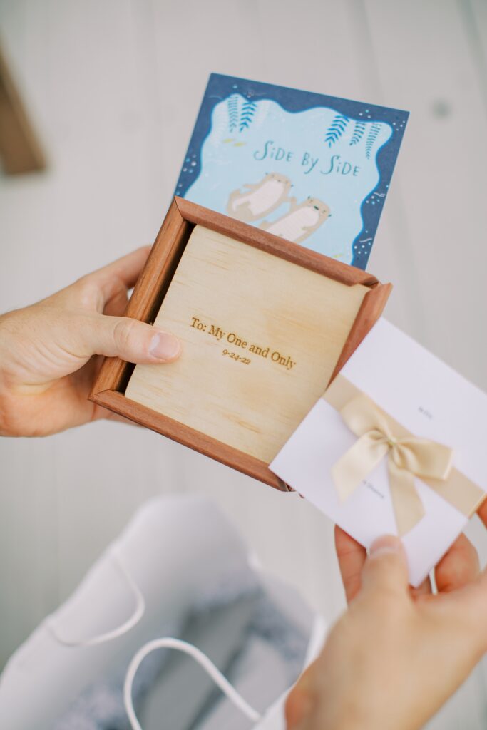 Wooden box groom gift by Cayucos Wedding Photographer on Film by Austyn Elizabeth Photography