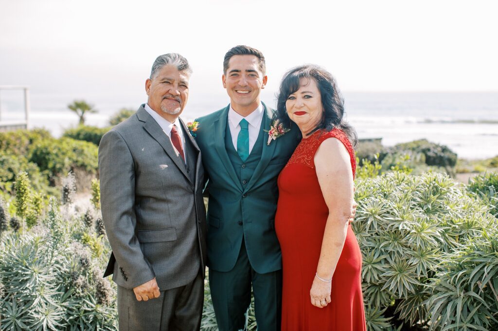 Groom with his parents by Cayucos Wedding Photographer on Film by Austyn Elizabeth Photography