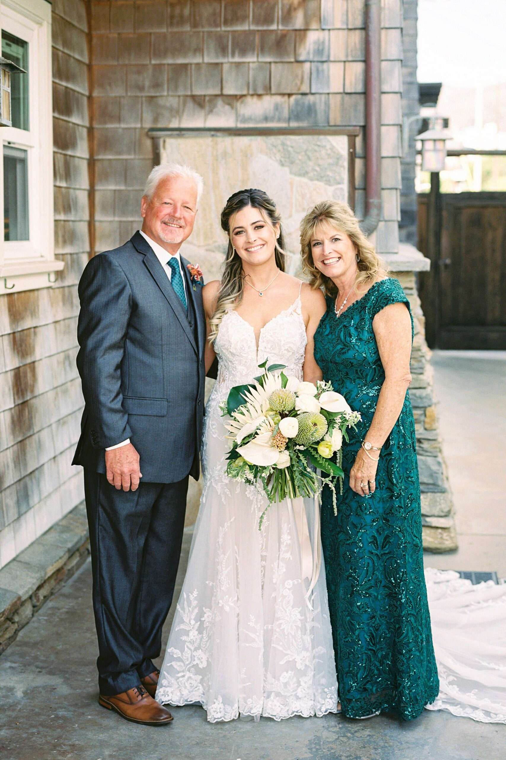 Bride with her parents by Cayucos Wedding Photographer on Film by Austyn Elizabeth Photography