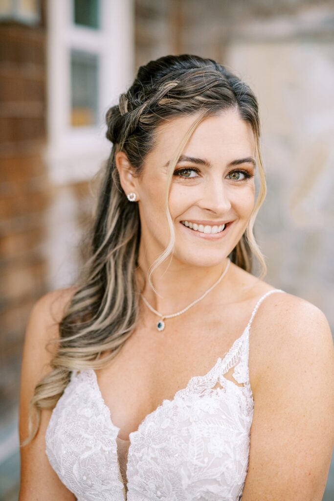 Bride's natural makeup and lace dress by Cayucos Wedding Photographer on Film by Austyn Elizabeth Photography