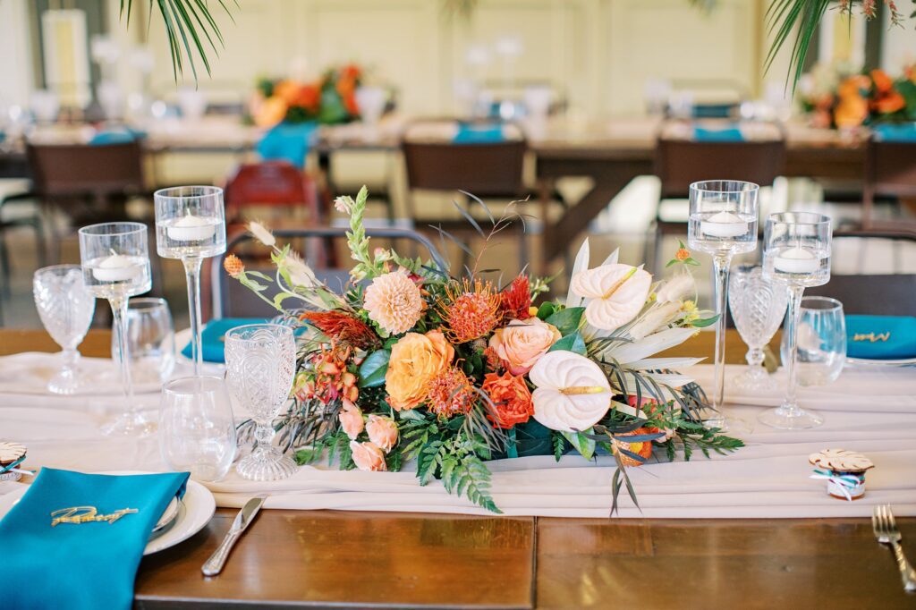 Tropical flower wedding inspiration by Cayucos Wedding Photographer on Film by Austyn Elizabeth Photography