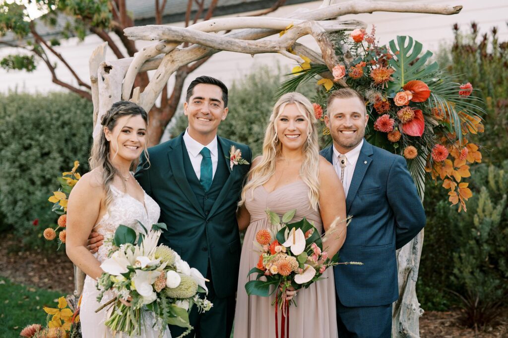 Bride and groom with friends