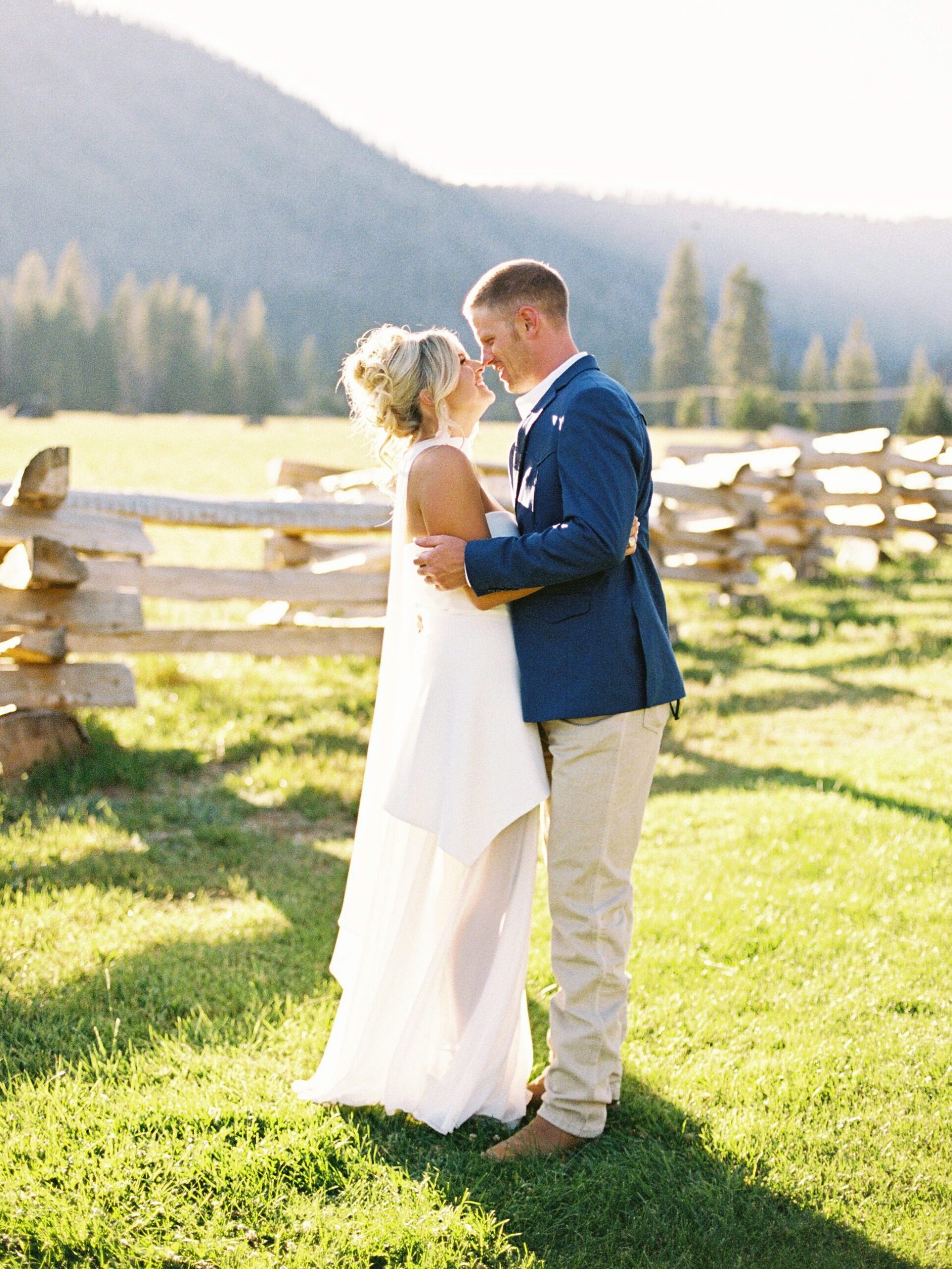 Cowboy chic couple at their destination wedding welcome party at Highlands Ranch Resort photographed by Northern California Destination wedding film photographer Austyn Elizabeth Photography