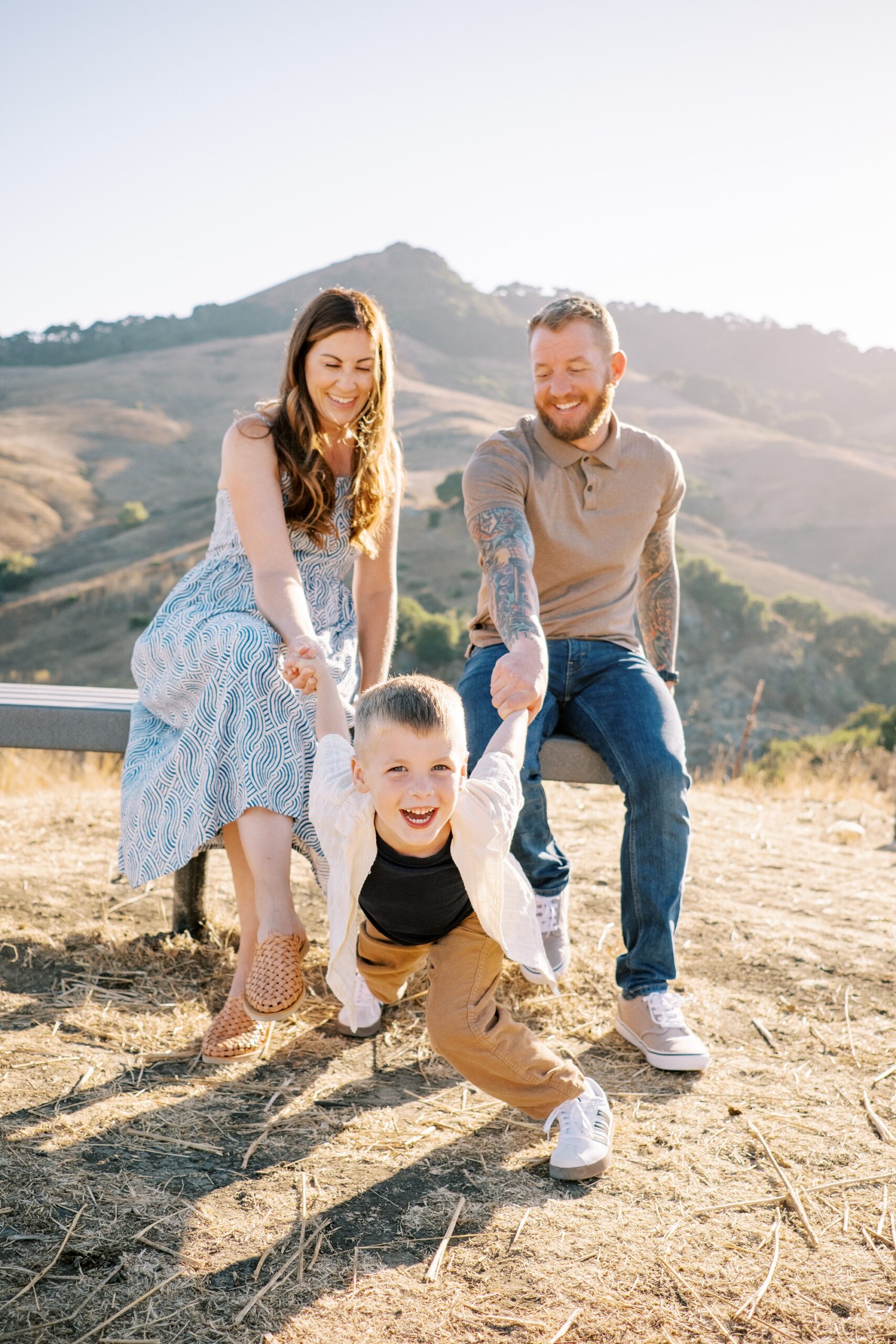 Playful Family Photos at San Luis Obispo hilly trail by Pismo Beach Family Photographer Austyn Elizabeth Photography