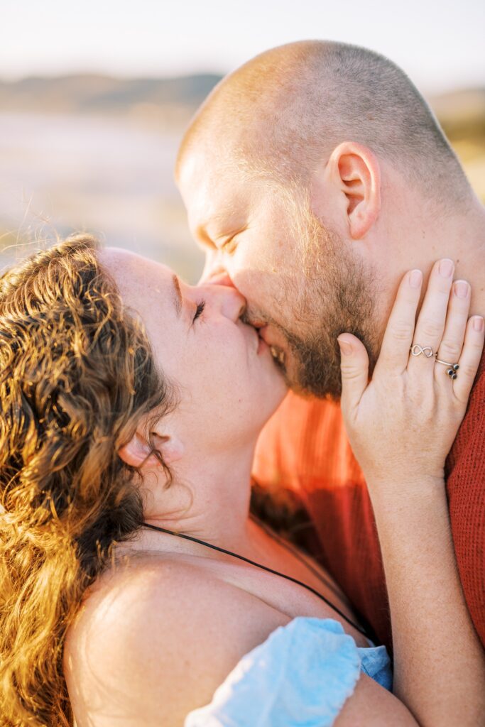 Couple kisses at pismo beach dunes for their Pismo Beach Anniversary by Pismo Beach Anniversary Photographer Austyn Elizabeth Photography