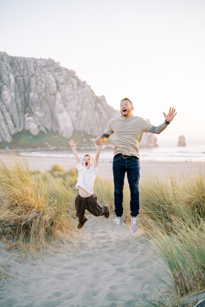 Silly jumping photo by Morro Bay Family Photographer Austyn Elizabeth Photography
